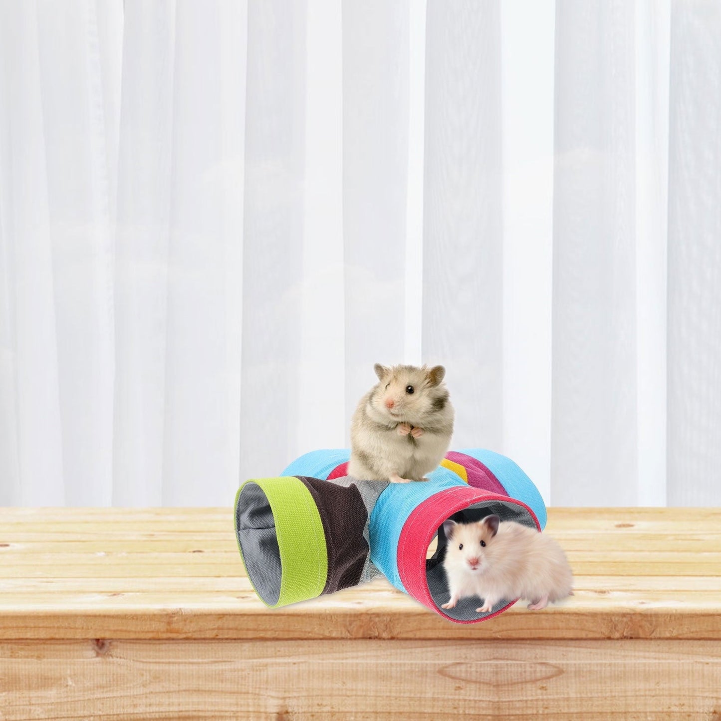 FONDOTIN Pet Accessories Canvas Hamster Tunnel Tube 1Set 11.8x11.8x4.3in