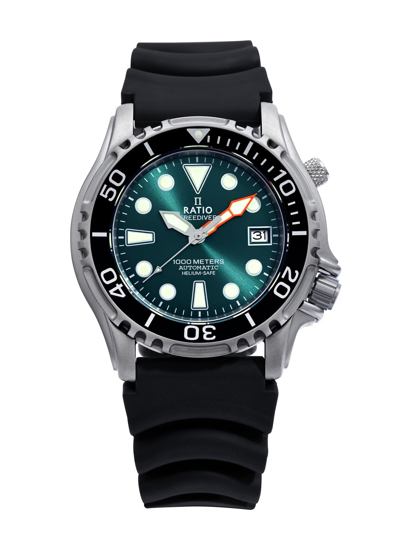 Ratio Freediver Helium Safe 1000M Stainless Steel Automatic 1066Ke20-33Va-Grn Men'S Watch