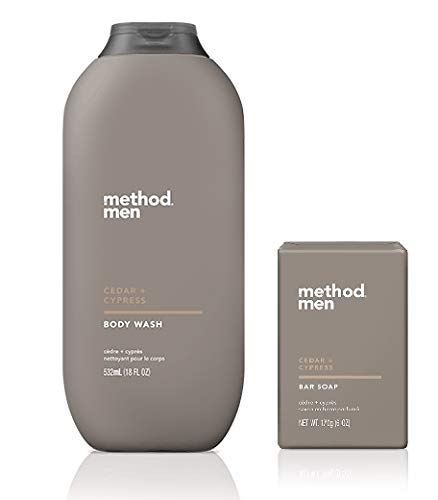 Method Men'S - Cedar + Cypress Body Wash 18 Ounce & Cedar + Cyprus Bar Soap - Set Of 2
