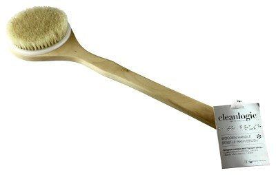 Clean Logic Wooden Handle Bristle Bath Brush (2 Pack)