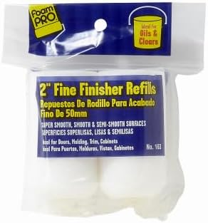 Foampro 163 Fine Finish Roller Refills (High-Density Foam) (2 Pack), 2" Painting Supplies, Pack of 2