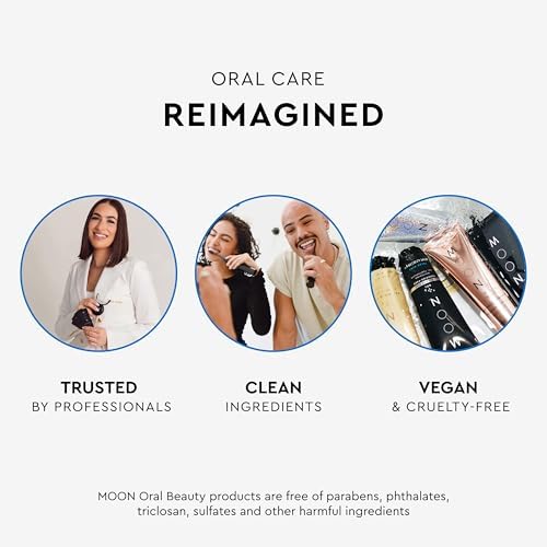 MOON Charcoal Toothpaste, Whitening Stain Removal with Cavity Protection - SLS Free Teeth Whitening Toothpaste with Fluoride - Vegan - Reduce Plaque & Support Gum Health - Peppermint (4.2 Oz)