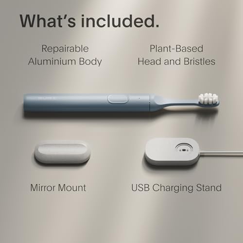 Sonic Electric Toothbrush | 40+ Day Battery | Designed in California | Sustainable Electric Toothbrush for Adults | Travel Toothbrushes | Tooth Brush |Blue