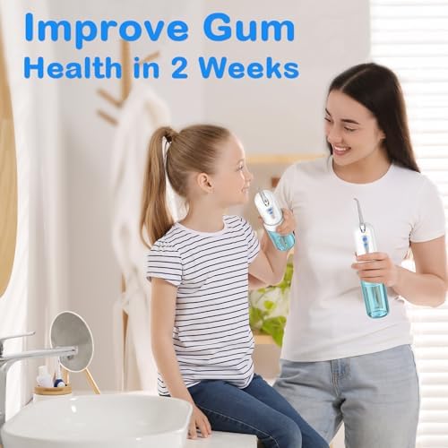 Water Dental Flosser for Teeth Cleaning and Flossing with Travel Size Case โ Rechargeable Oral Irrigator, Water Flosser for Adults, IPX7 Waterproof, 5 Jet Tips & 4 Modes