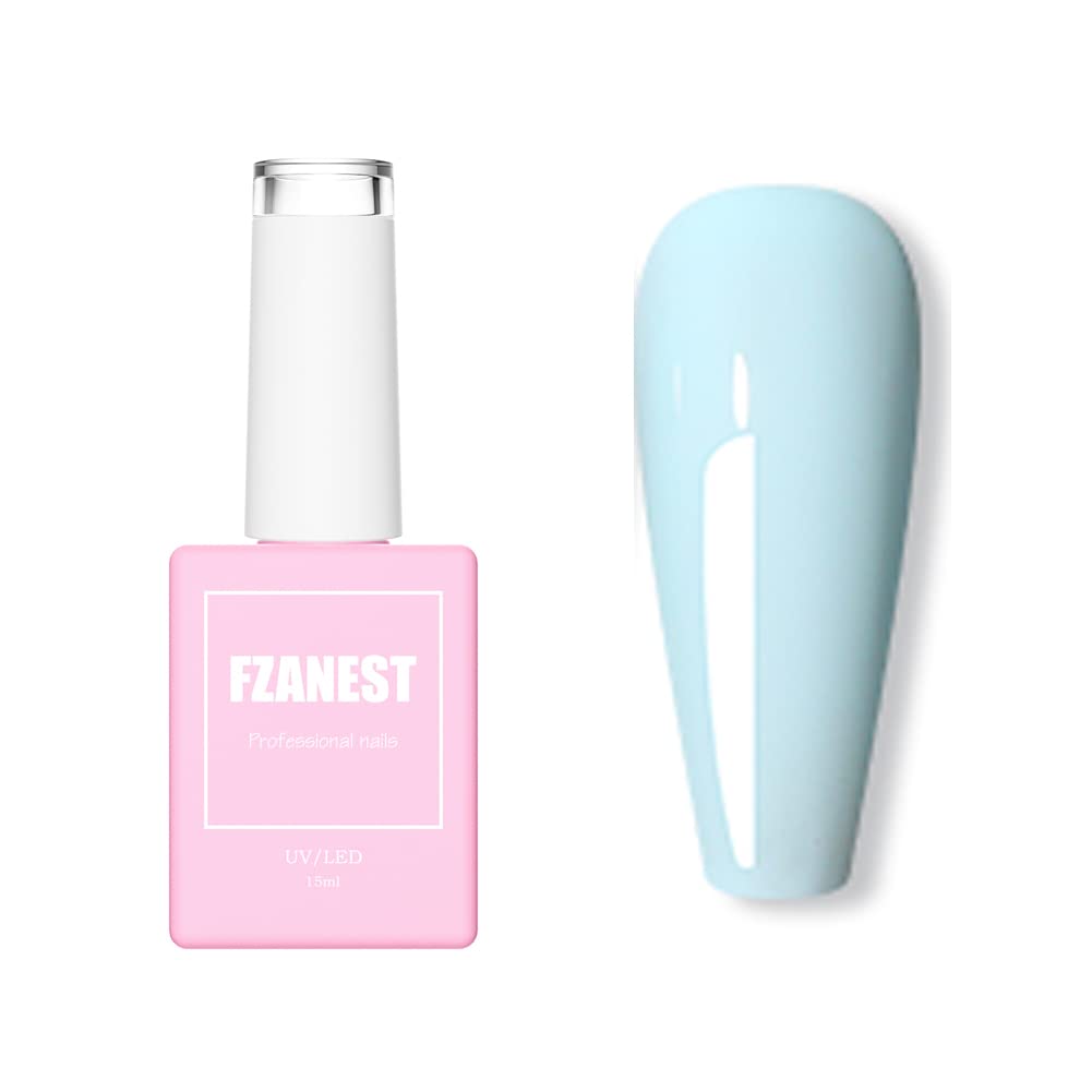 Fzanest Baby Blue Gel Nail Polish,Summer Color Yellow Nail Art Gel Polish Soak Off Led Uv #D15