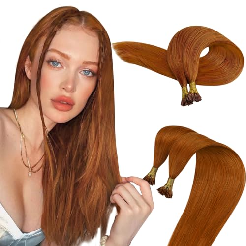 Sunny Hair I Tip Hair Extensions Human Hair Colorful Copper 80S I Tips Hair Extension Real Human Hair For Party Pre Bonded Hair