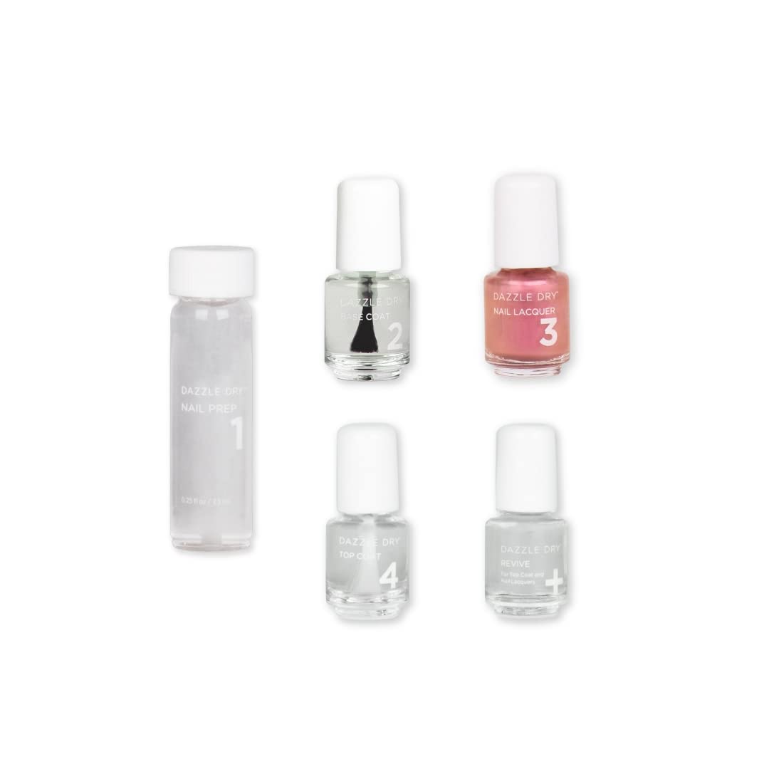 Dazzle Dry Mini Kit 4 Step System - Rose Princess - A Light Dusty Rose Shimmer. Full Coverage Shimmer. (5 Piece Kit / 5 Manicure