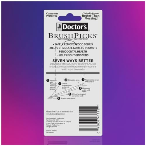 The Doctor's BrushPicks Interdental Toothpicks | 120-Picks per pack | (6-Pack)