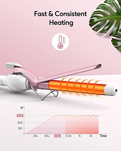Ceramic Curling Iron, 3/4 Inch Barrel, Digital Temp Control, Fast Heat Up, 7 Adjustable Temperatures, 60 Min Auto Shut Off