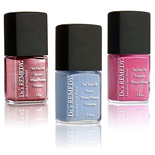 Drs Remedy 3 Pack Nail Polish Kit, Sensational Sparkle Trio, Non Toxic And Organic All Natural Enriched Nail Strengthener - Refl