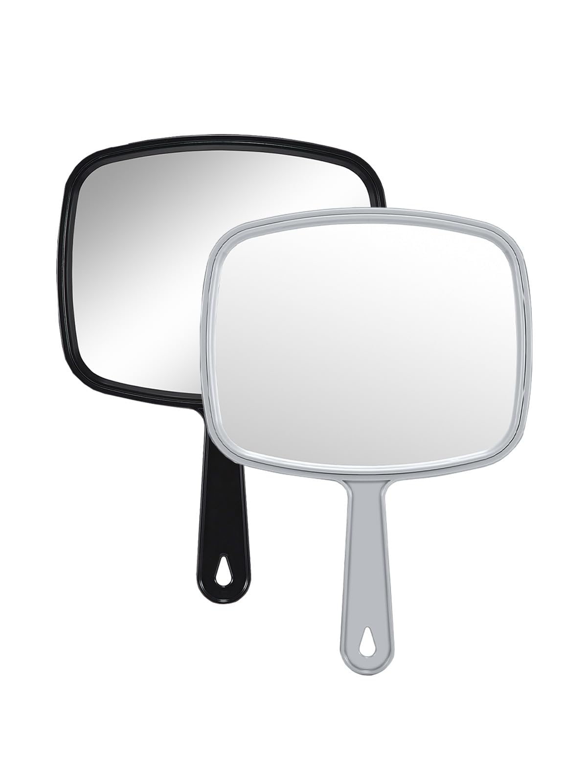 Gladmart Hand Mirror Salon Barber Hairdressing Handheld Mirror With Handle(Square,Black And Grey,7.4 X 10.3 Inches), 2Pcs, Black