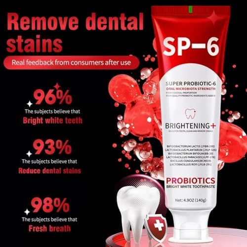 SP-6 Probiotic Whitening Toothpaste for Teeth Whitening and Gum Health,Fresh Mint Flavor,Daily Use for Oral Care (3packs, Fresh Mint)