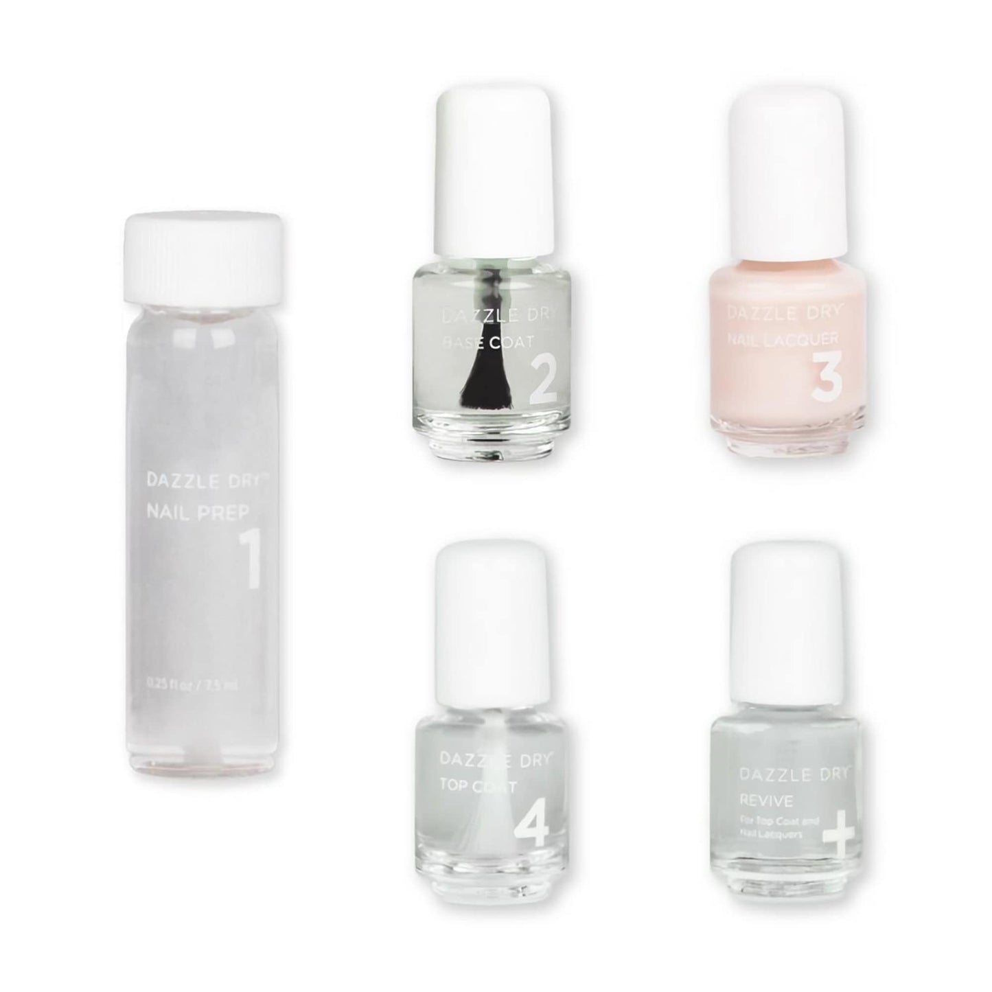 Dazzle Dry Mini Kit 4 Step System - Prima Ballerina, A Sheer And Milky Delicate Pink That Makes A Beautiful French Base. (5 Piec