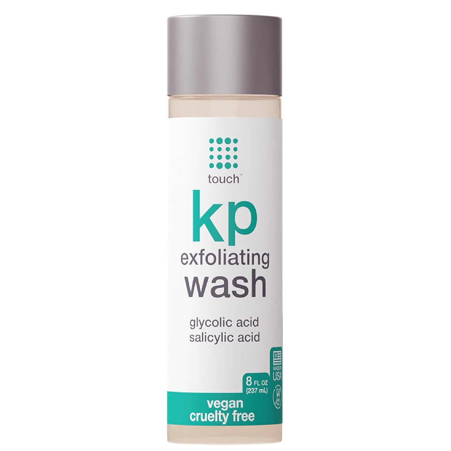 TOUCH Keratosis Pilaris Exfoliating Body Wash Cleanser - KP Body Wash with 15% Glycolic Acid, Aloe Vera, & Hyaluronic Acid - 8 O
