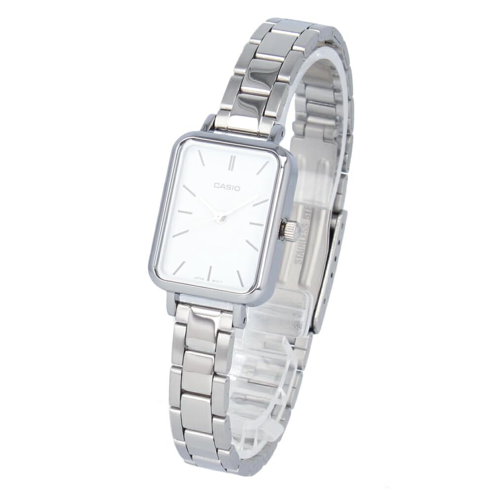 Casio Ltp-V009 Series Standard Analog Wristwatch, Rectangle Face, Women'S, Overseas Model, Silver X White Ltp-V009D-7E, Bracelet
