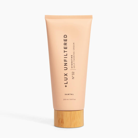 + Lux Unfiltered NΒ°32 Gradual Self Tanner, Hydrating Self Tanning Lotion with Shea Butter & Squalane - Non-Sticky, No Transfer, Natural-Looking Tan - Vegan & Cruelty-Free Sunless Tanner - Santal