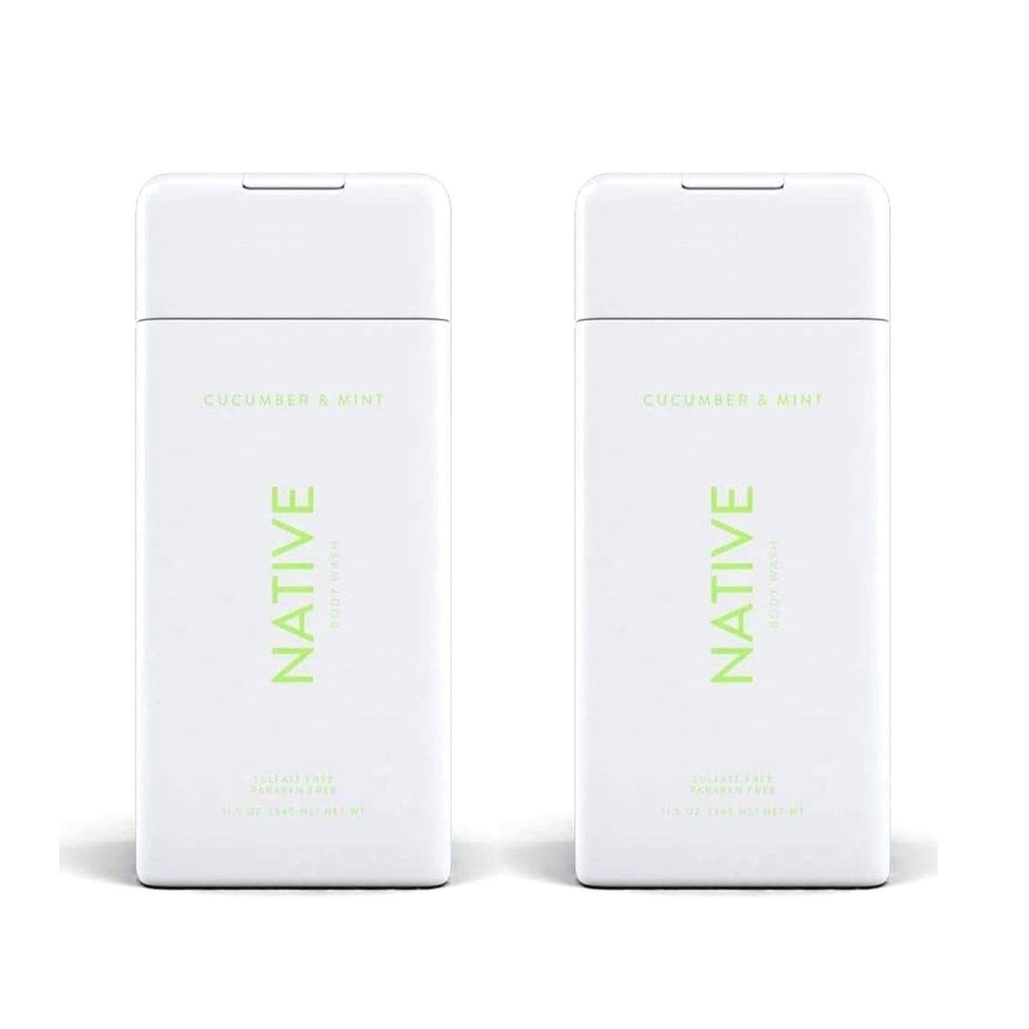 Native, Cucumber And Mint Body Wash 11.5 Oz Bottles X2