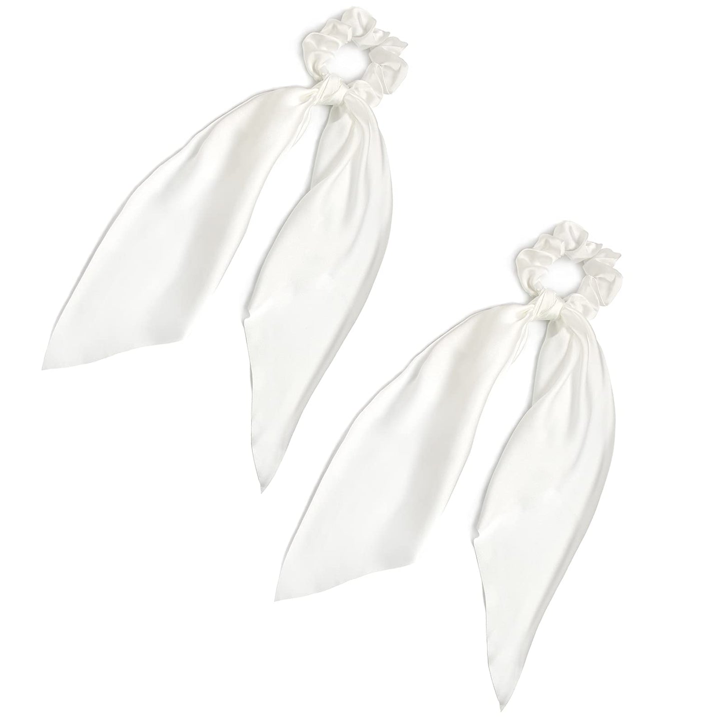 Pack Of 2 Knotted Bow Hair Scrunchies Elastic Hair Scarf Hair Ties Bands Silky Satin Hair Ribbon Scrunchy Ponytail Holder For Wo
