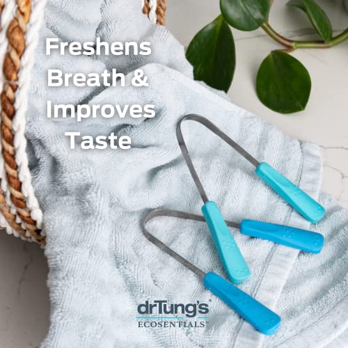 DrTung’s Stainless Tongue Scraper - Tongue Cleaner for Adults, Kids, Helps Freshens Breath, Easy to Use Comfort Grip Handle, Comes with Travel Case - Stainless Steel Tongue Scrapers (2 Count)