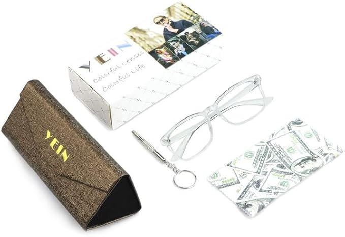 YEIN Bifocal Reading Glasses with Blue Light Blocking Lenses, Bifocal Reader for Women and Men, Vintage Square frame with Spring Hinge (+0.00/+1.25 magnification)