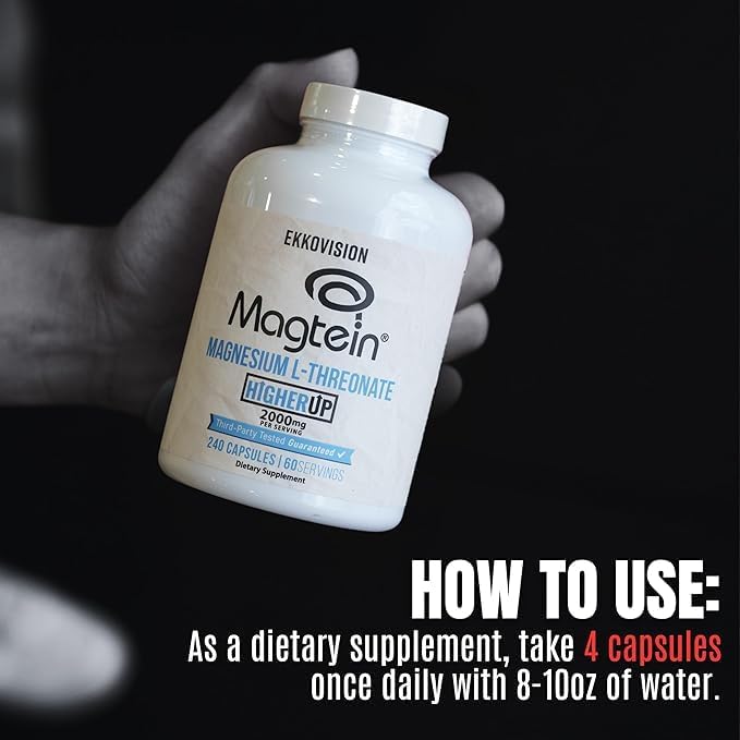 x Higher Up Magtein Magnesium L-Threonate, Memory & Cognitive Function Support, Magnesium Supplement with Essential Minerals for Men & Women, 2000 MG Per SVG, 240 Easy-to-Swallow Capsules
