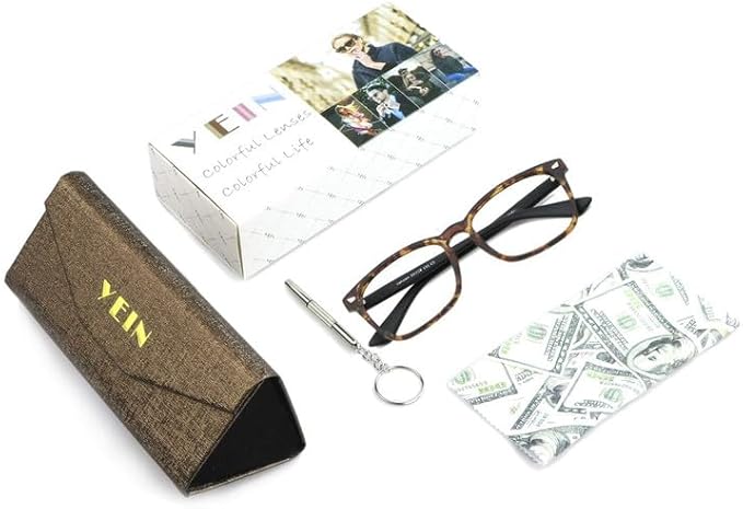 YEIN Bifocal Reading Glasses with Blue Light Blocking Lenses, Bifocal Reader for Women and Men, Vintage Square frame with Spring Hinge (+0.00/+1.25 magnification)