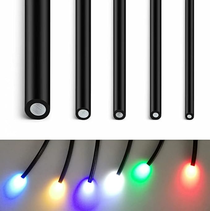 YWEWY Black Skin Cover PMMA Plastic Endeglow Optic Fiber Cables for Car Led Light Source (30ft Long) (0.16in)