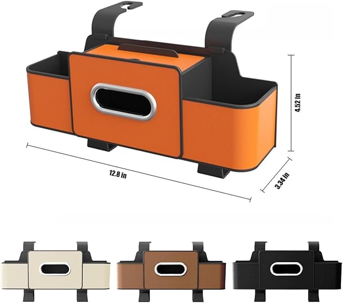Car Multifunctional Seat Back Waterproof Storage Bag, Multifunctional & Waterproof Car Back Seat Organizer with 2 Cup Holders&Hooks, Hanging Storage Box for Most Cars (orange)