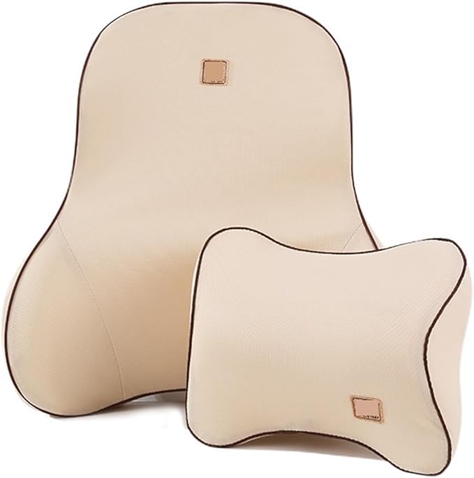 Car Driver Pillow Lumbar Support Back Cushion Fit for Seat Neck Pillow Washable Pillow Cushion(1 Set Red)