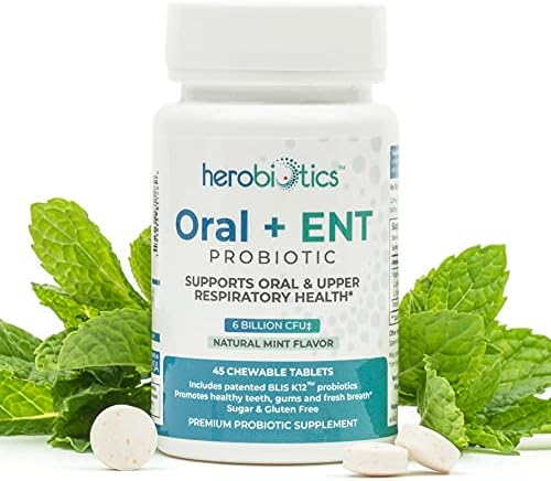 Oral Probiotics for Better Breath, Gingivitis, Strep Throat, Tonsil Stones, ENT - 6 Bn CFU Oral Probiotics with Lactobacillus Reuteri, L. Plantarum & BLIS K12-45 Chewable Tablets