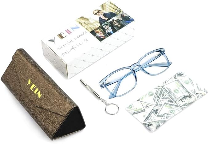 YEIN Bifocal Reading Glasses with Blue Light Blocking Lenses, Bifocal Reader for Women and Men, Vintage Square frame with Spring Hinge (+0.00/+1.25 magnification)