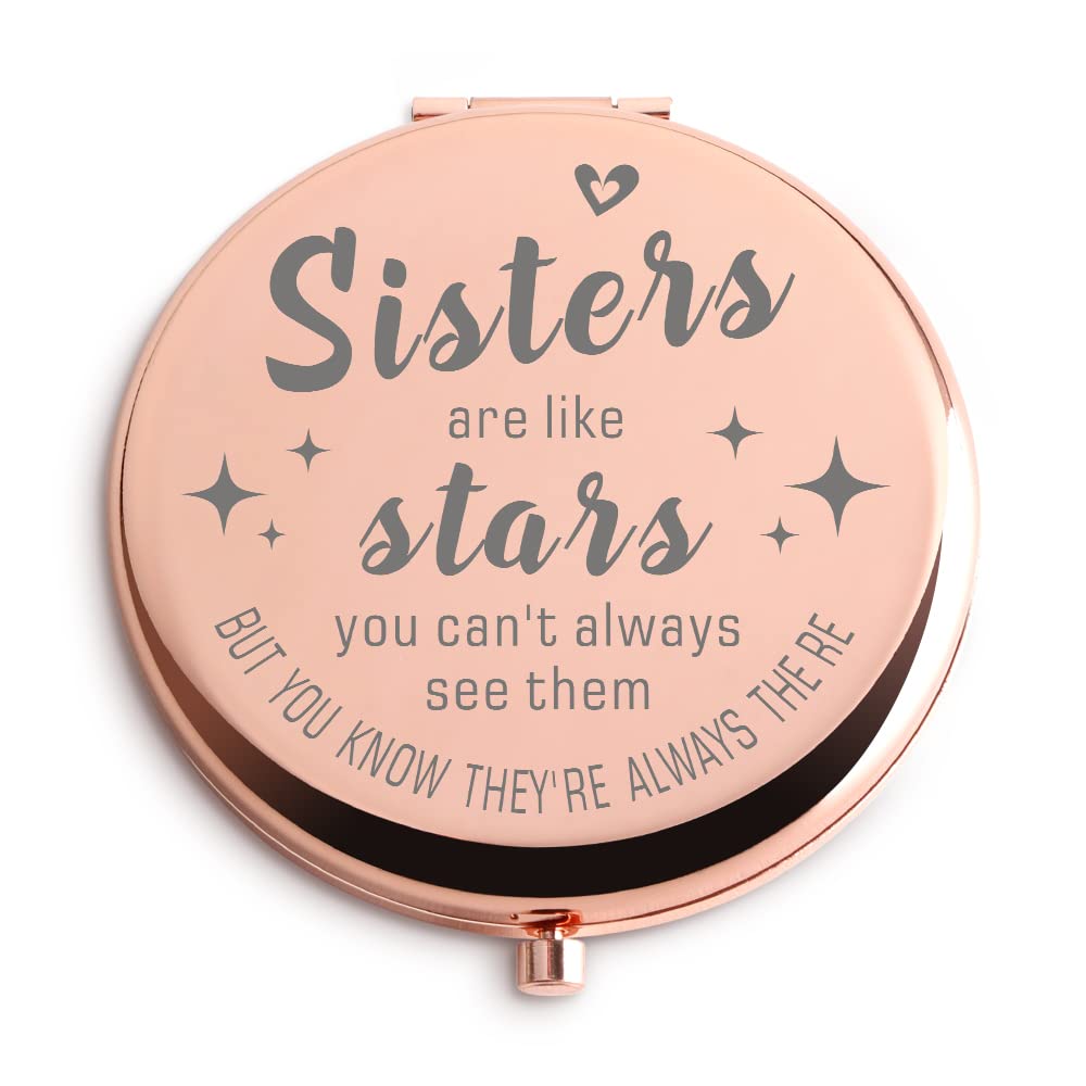 Dyukonirty Sister Gifts Pocket Makeup Mirror Sisters Are Like Stars Friendship Christmas Thanksgiving Day Graduation Retirement