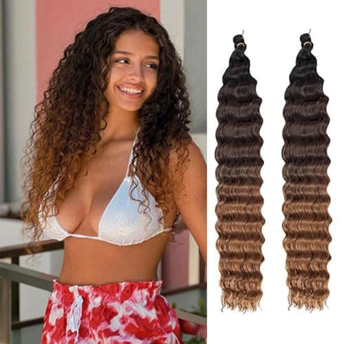 Curly Braiding Hair 18 Inch Ocean Wave Crochet Hair For Black Women Long Deep Wave Wet And Wavy Braiding Hair For Boho Braids (T