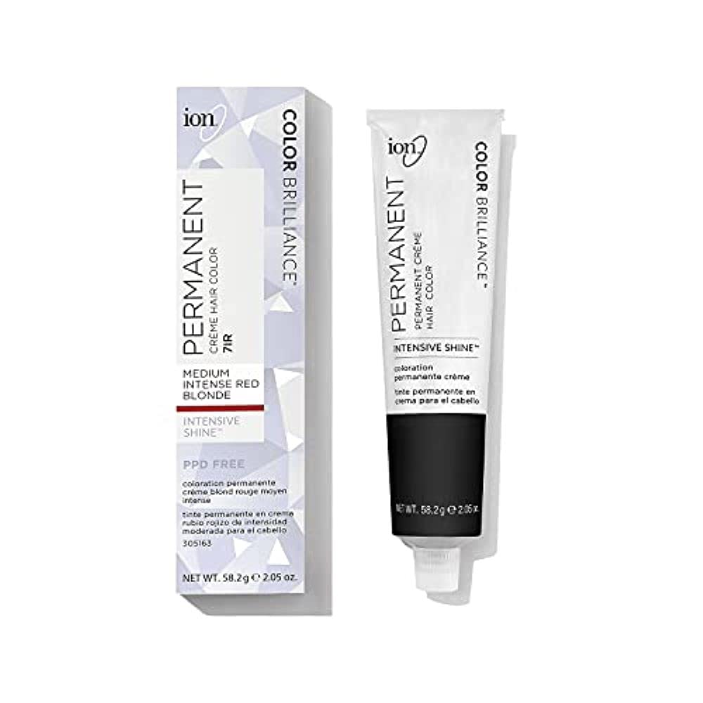 Ion Medium Intense Red Blonde Permanent Creme Hair Color, 7Ir, Paraphenylenediamine Free, 100% Gray Coverage, Vegan And Cruelty