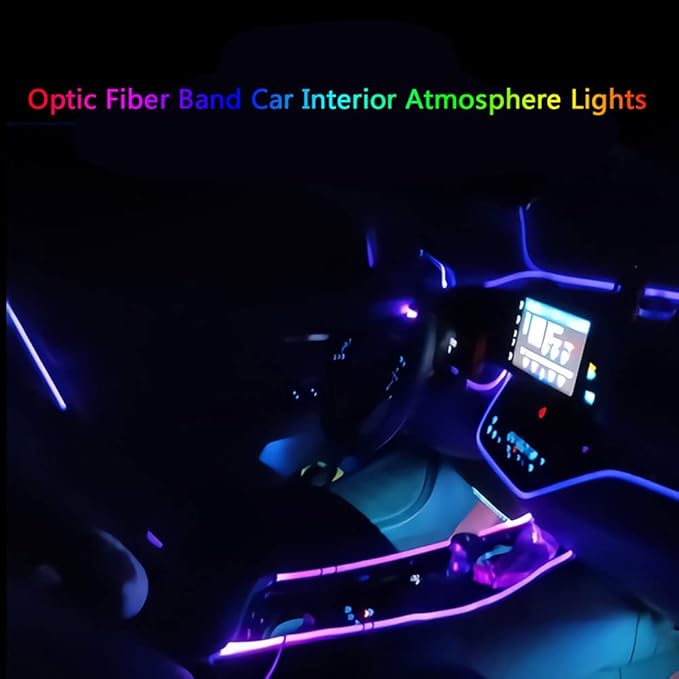 Super Bright MMA Plastic Optic Fiber Side Glow Unibody Band Edge Cable Car LED Illumination Optic Fiber Band Car Interior Atmosphere Lights (9.84ft)