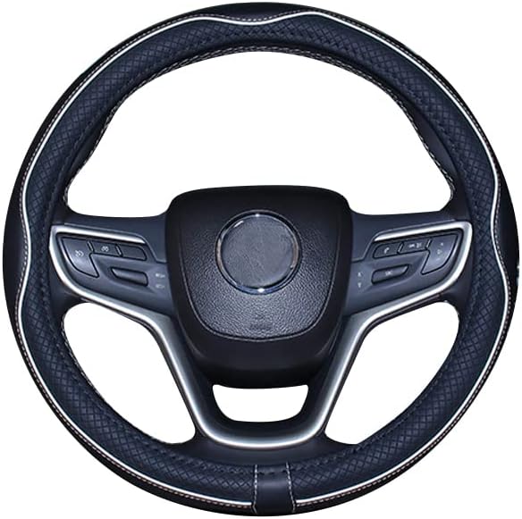 Mayco Bell Large Size Steering Wheel Cover Anti-Slip,Safety,Soft,Breathable,Durable,Full Surround,Comfortable Grip Microfiber Leather (15.5-16 inch, Black White)