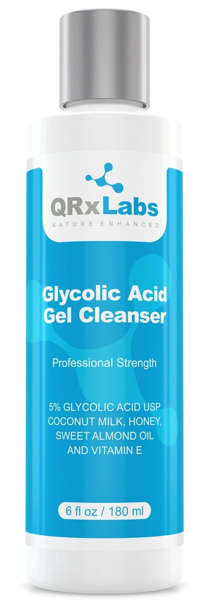 Qrxlabs Glycolic Acid Face Wash - Exfoliating Gel Cleanser, Best For Wrinkles, Lines, Acne, Spots & Chemical Peel Prep - Reduces