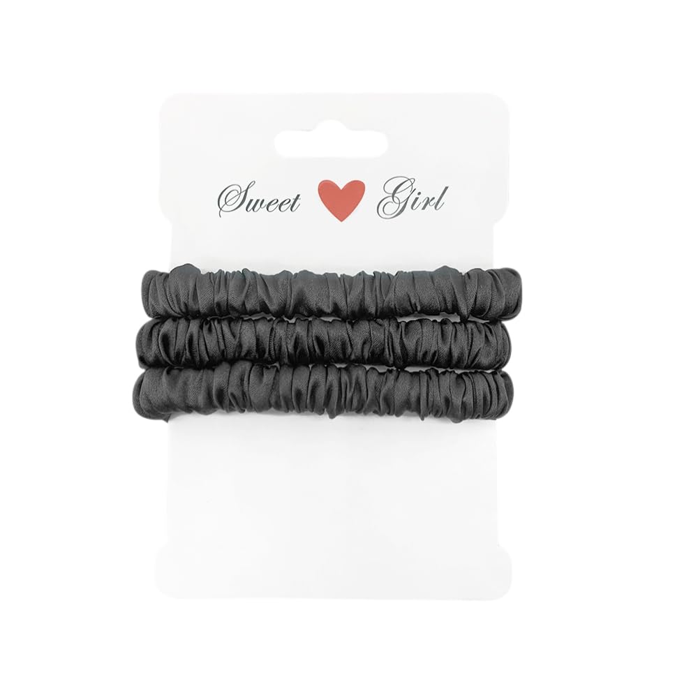 Maxfeel 100% Pure Muberry Silk Hair Scrunchie Multicolor (Small Size-Darkgray 3Pcs)