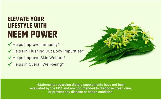 Neem Triple Complex - High-Potency Azadirachta Indica Capsules, Neem Leaves, Bark, Flowers in Ratio (80:10:10) - 180 Capsules, 90 Serving, 1000 Mg per Serving. Pack of 2.