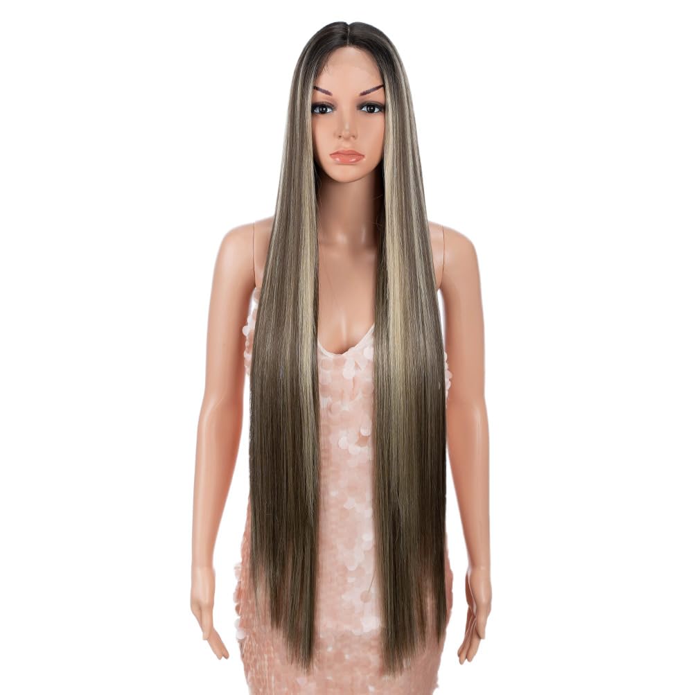 Style Icon 38'' Super Long Straight Wigs 6'' Deeper Middle Part Lace Lace Front Wigs Multiple Color Long Straight Wig (38'', Nts