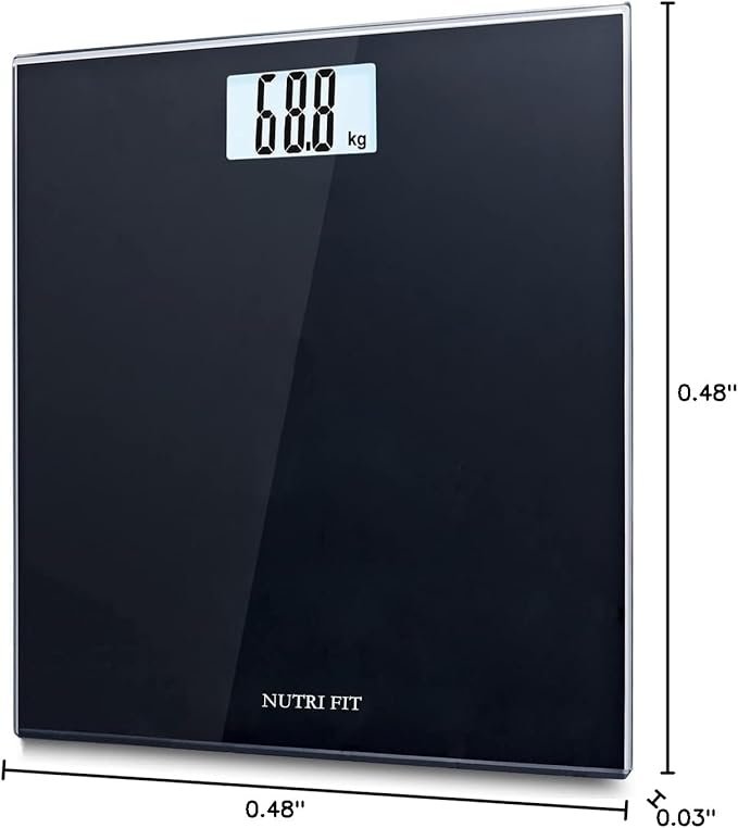 NUTRI FIT Digital Bathroom Scale Body Weight Scales 400 lbs Ultra Slim Most Accurate for Gym Yoga Studio with Large Backlit Display, Black