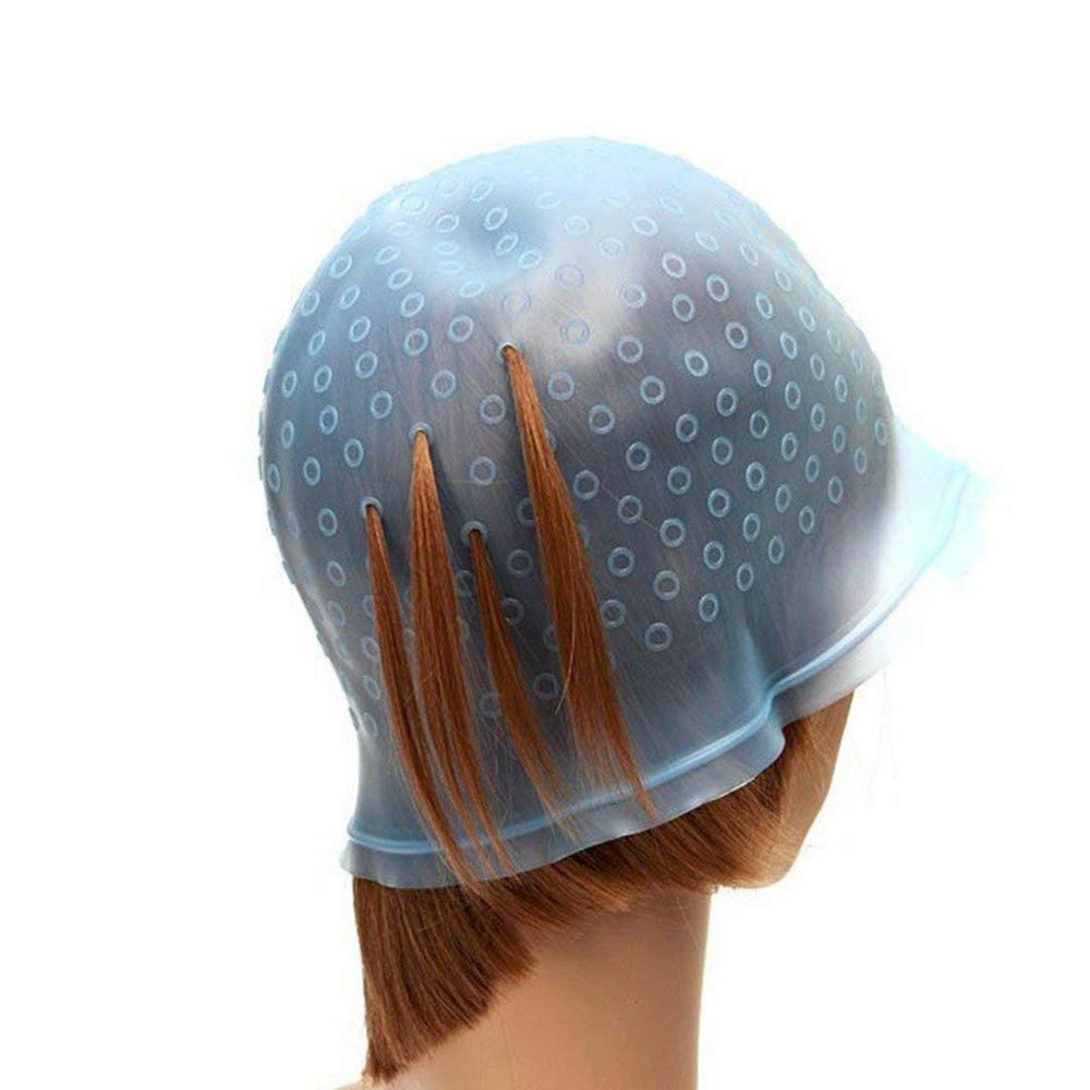 Highlighting Silicone Cap With Hook, Hair Dye Hat Reusable Hair Coloring Frosting Tipping Cap With Metal Needle For Beauty Salon
