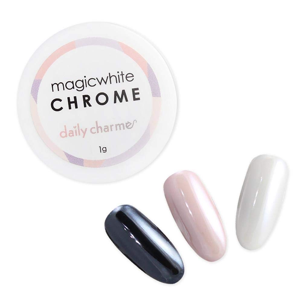 Daily Charme Magic White Nail Chrome Powder (White) 1G, Pearlescent Nail Chrome Powder, Glazed Donut, Nail Art Decoration, Home