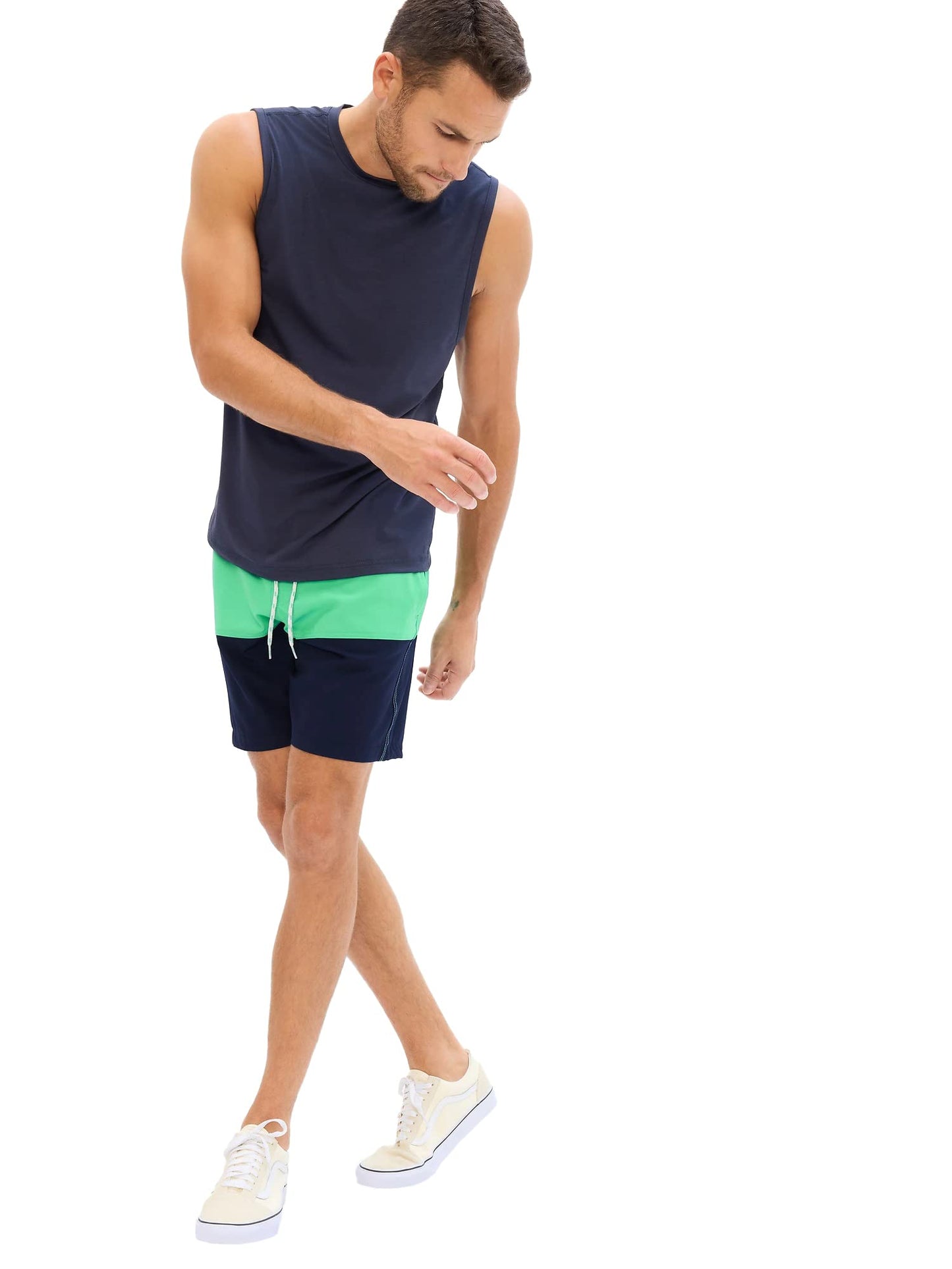 GAP Mens Swim Trunk Bathing Suit, Colorblock, Small US
