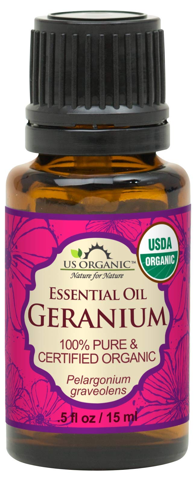Us Organic 100% Pure Geranium Essential Oil - Usda Certified Organic, Steam Distilled - W/Euro Droppers (More Size Variations Av