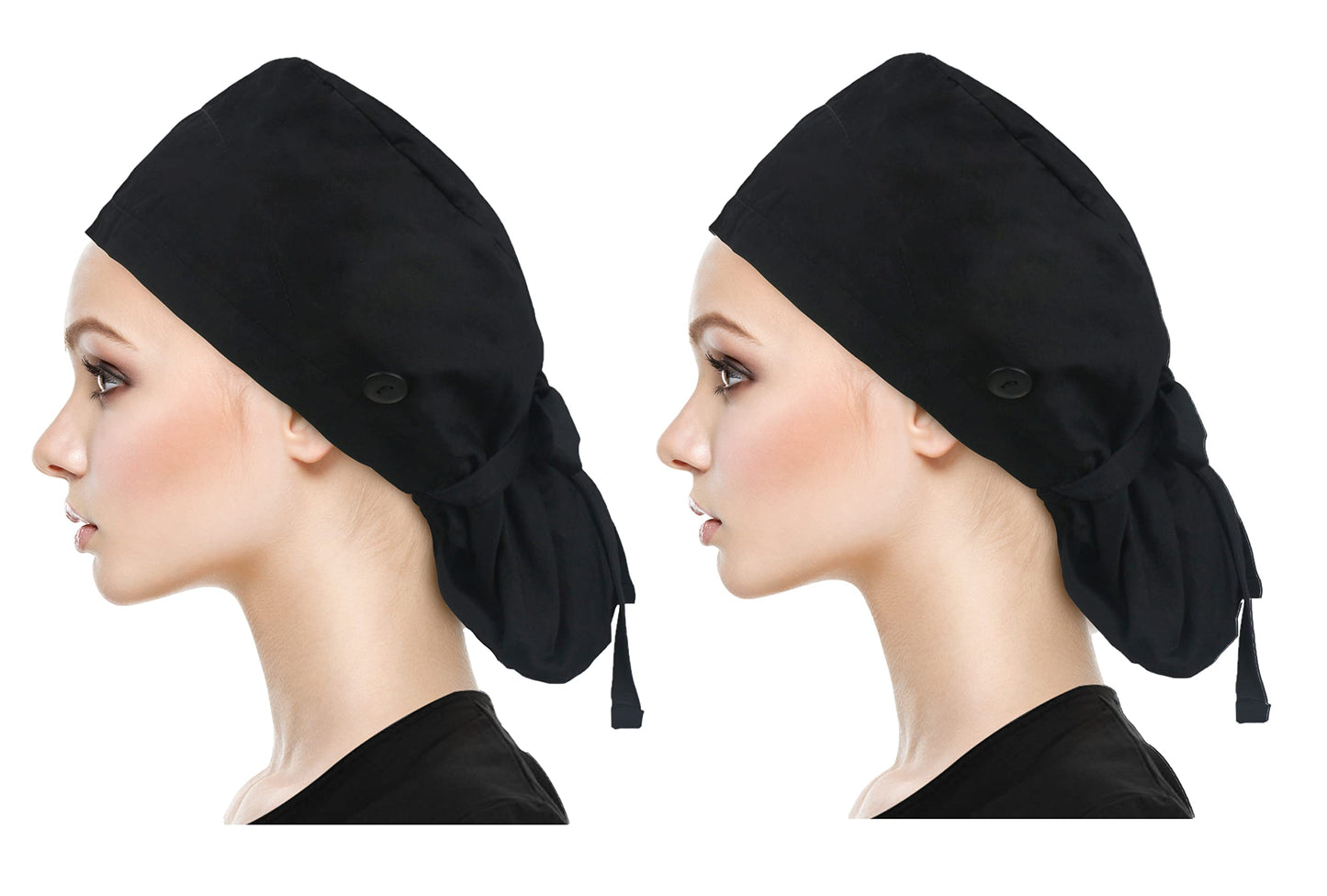 Qba Working Cap With Button Long Hair, Adjustable Working Hat Sweatband Cotton Ponytail Holder, Tie Back Hats For Women & Men, O