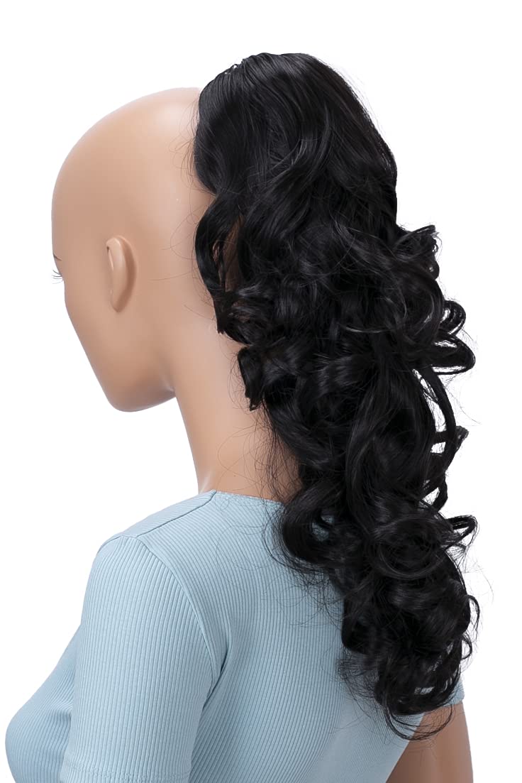 Caisha 16'' Hairpiece Ponytail Clip On Extension Voluminous Wavy Black-Brown H211