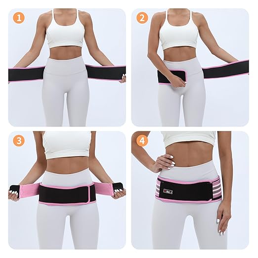 Sacroiliac SI Joint Hip Belt for Women Men-Alleviate Sciatica|Pelvic|Back|Lower Back Support, Pelvic Support Belt, Adjustable Sciatica Lumbar Pain Relief, Trochanter Belt(Pink,M,Hip Size 32‘’-47‘’)