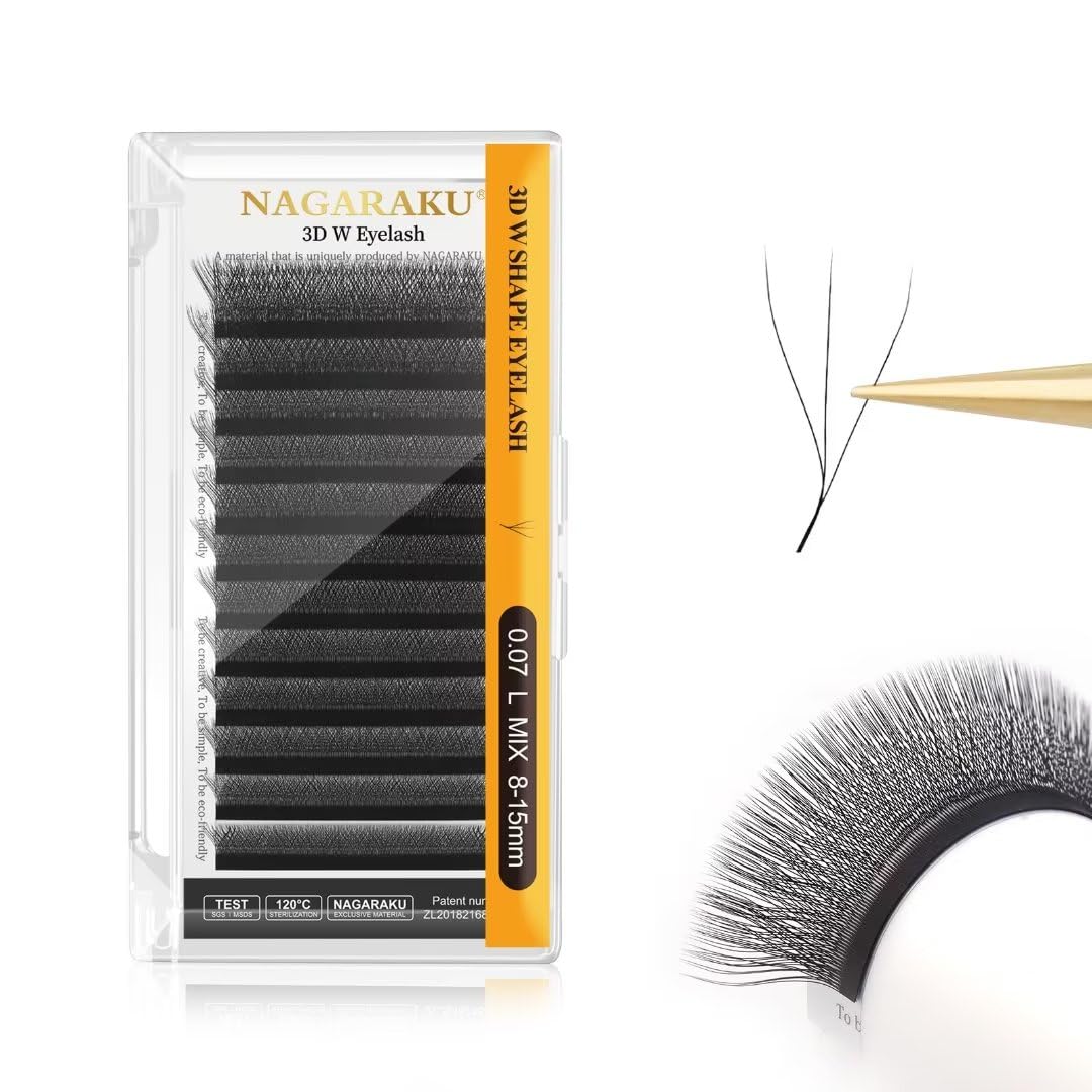 Nagaraku W Eyelash Extension 3D Volume Premade Fan 0.07Mm L Curl 8-15Mm Mix Faux Mink Matte Black Cluster Easy Fanning Yy Eye La