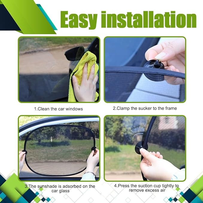 2PCS Car Window Shad, Universal Car Sunshade Side Window Cover, 17"14" Sun Glare and UV Rays Protection for Your Child, 17.2"x14"/2PCS